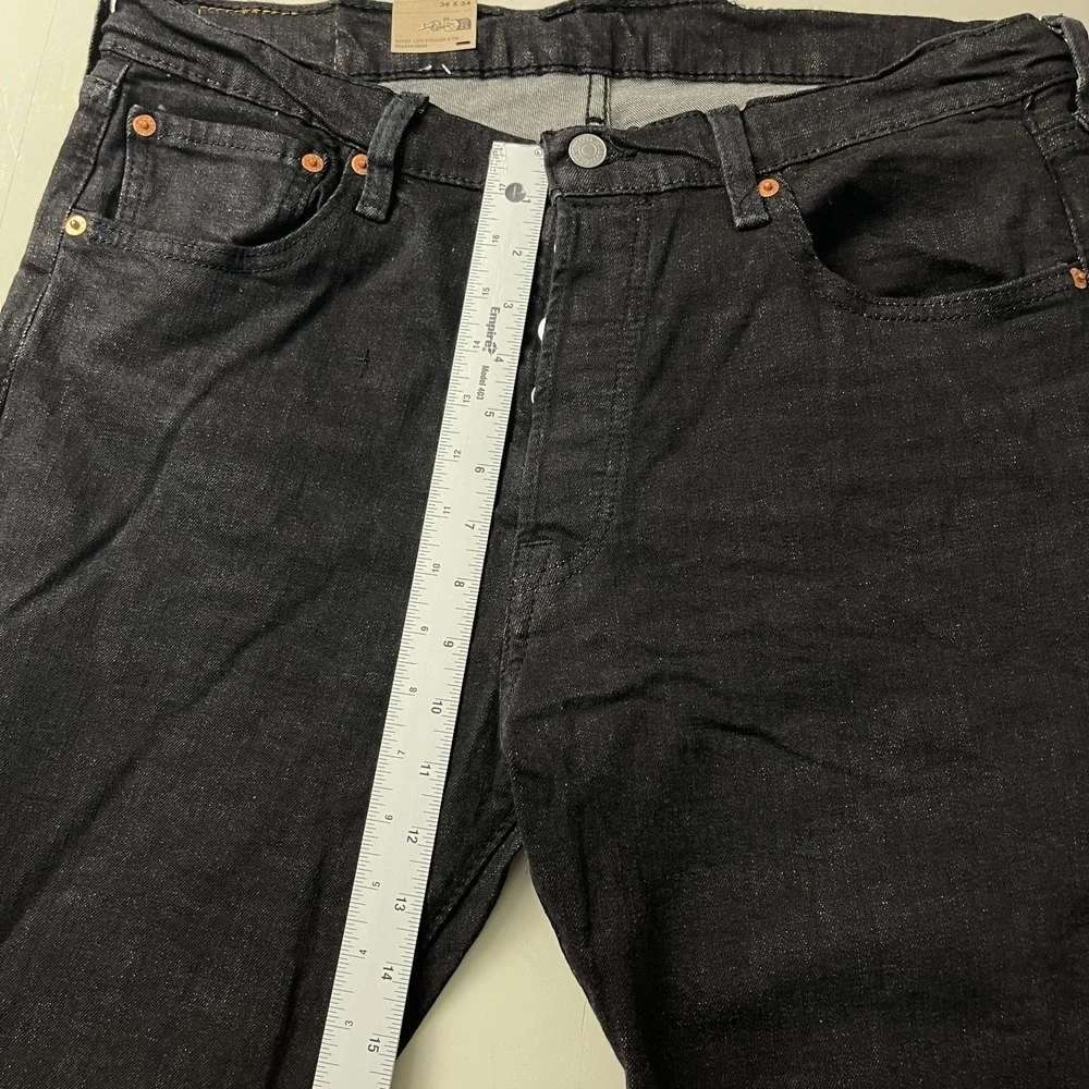 Levis 501 Jeans Mens 36x34 Black Original Straight Button Fly Stretch Grunge